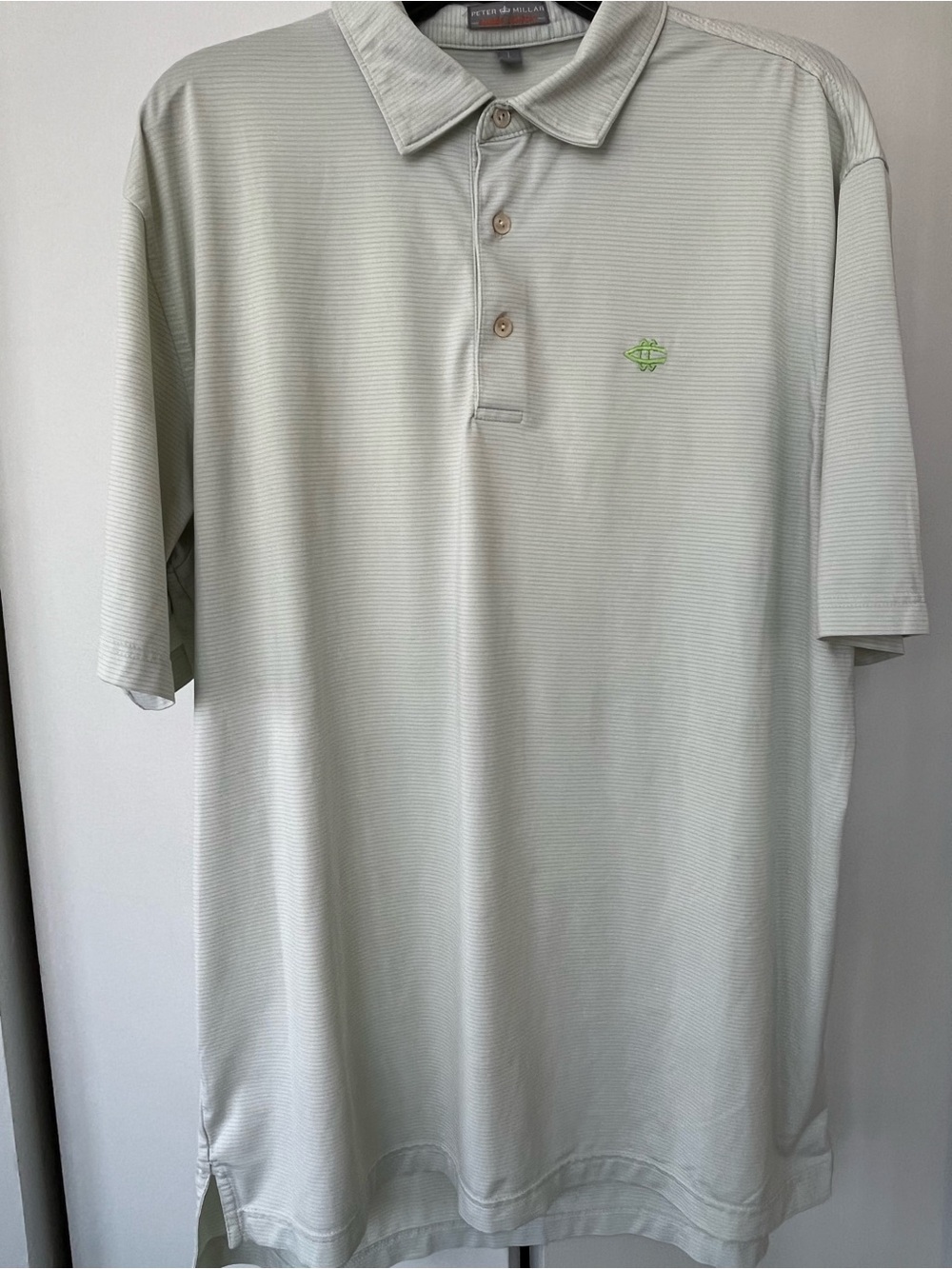 Peter Millar Light Blue and Green Short-Sleeve Summer Comfort Polo-L